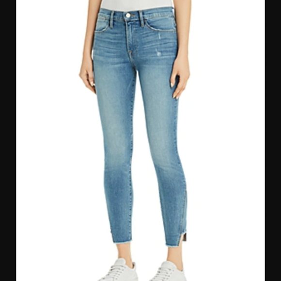 FRAME Le High skinny gusset step hem jeans in Brummel wash - Picture 10 of 10